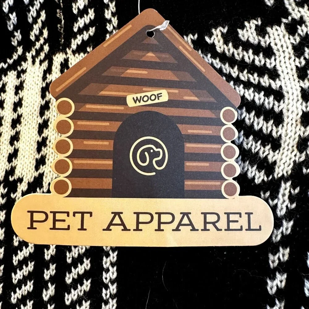 Woof Pet Apparel Buffalo Check Sweater Black White Large Dog Up To 35lb